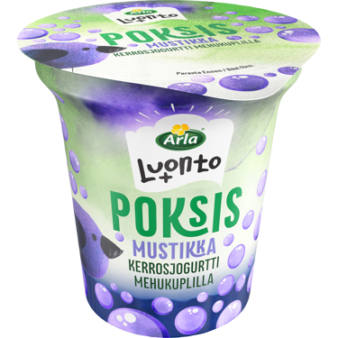Arla Luonto+ Poksis mustikkakerrosjogurtti mehukuplilla 150g vähälaktoosinen