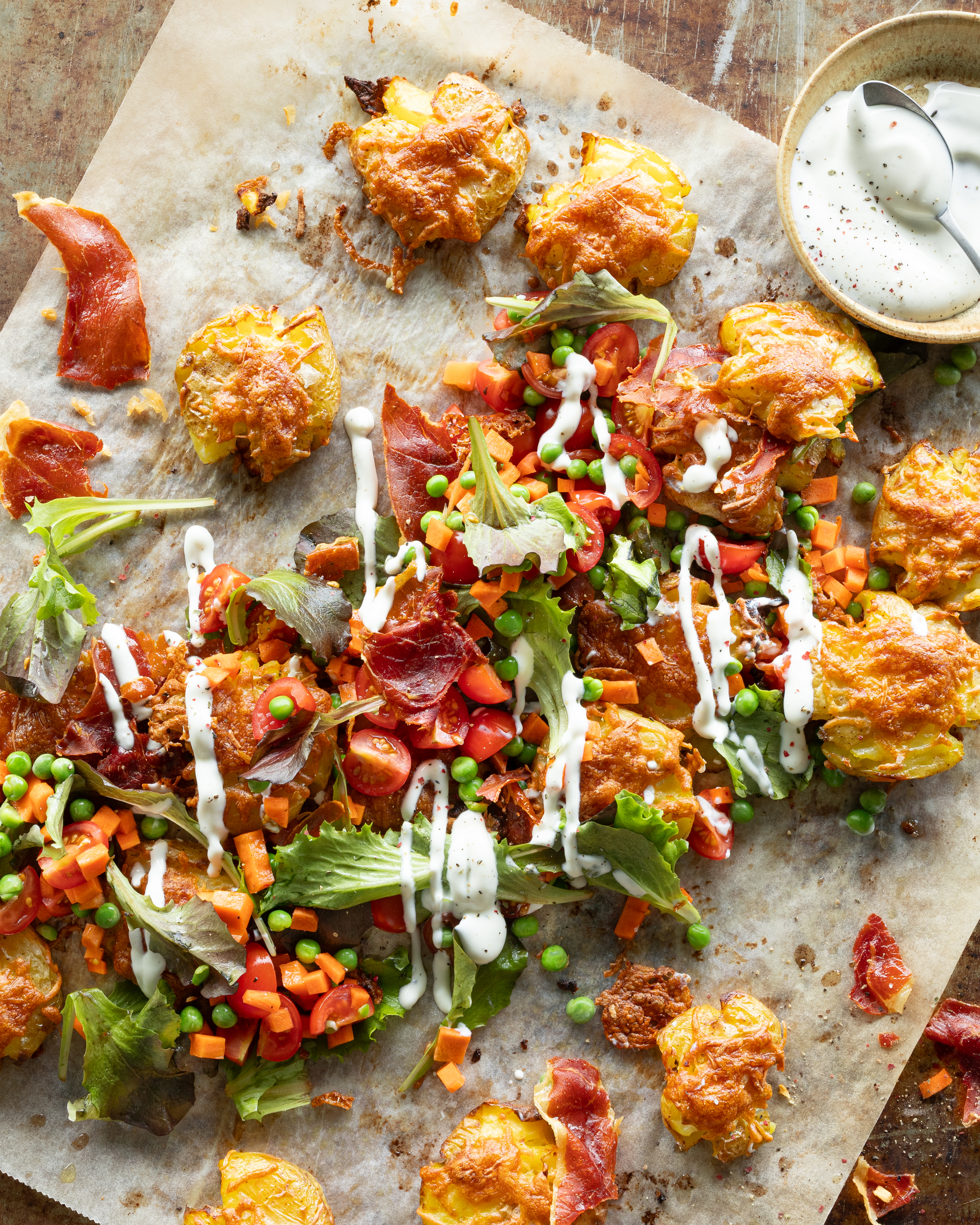 Salat med knuste kartofler
