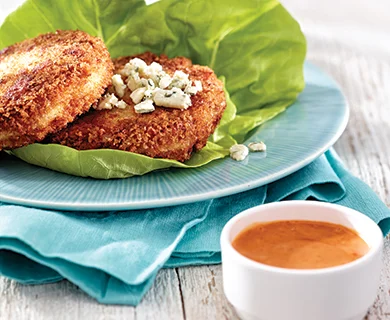 Bunless Buffalo Chicken and Havarti Burgers