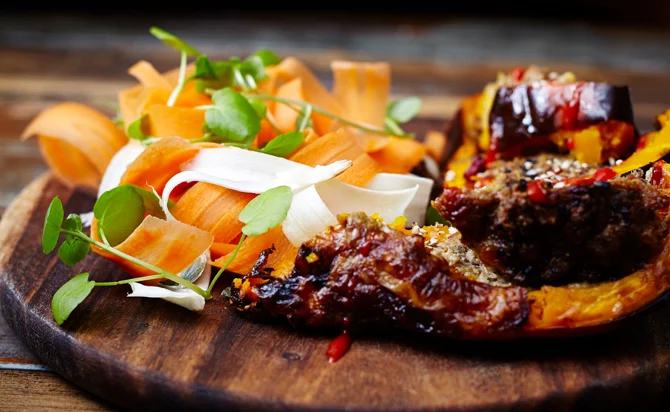 Fylt hokkaido med blåmuggost