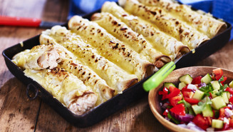 Enchiladas med kyckling och cottage cheese