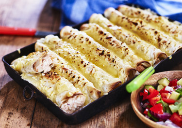 Enchiladas med kyckling och cottage cheese