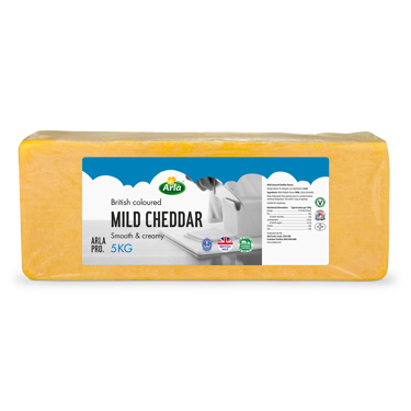 Arla Pro British Mild Coloured Cheddar Cheese Block 5kg