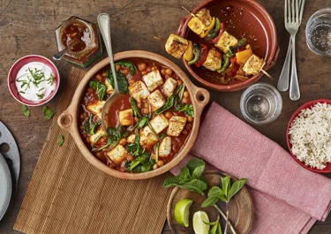 Paneer and chickpea curry