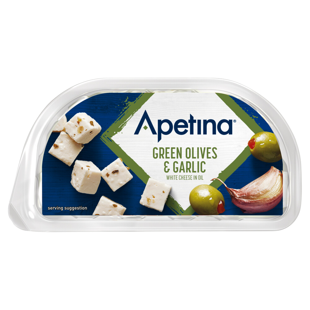 Apetina Green Olives & Garlic White Cheese Cubes in Oil 100g