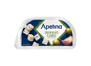 Apetina Green Olives & Garlic White Cheese Cubes in Oil 100g