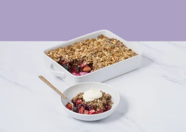 Lactosevrije appel crumble met pruimen