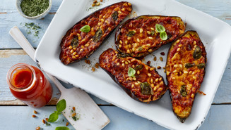 Aubergine pizza style