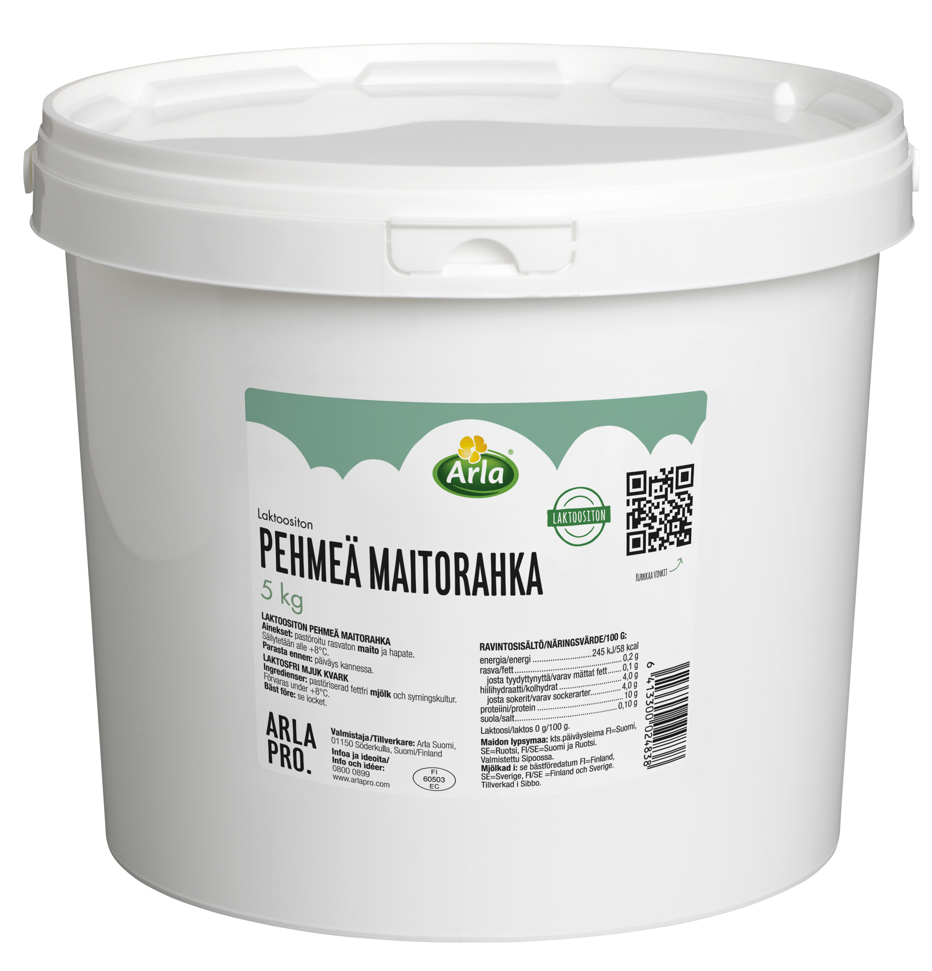 Arla Pro pehmeä maitorahka laktoositon 5 kg