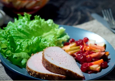Pork Tenderloin Salad with Large Bread Croutons