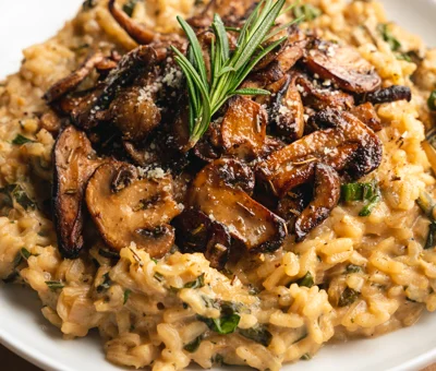Smoked Black Pepper Gouda Mushroom Risotto