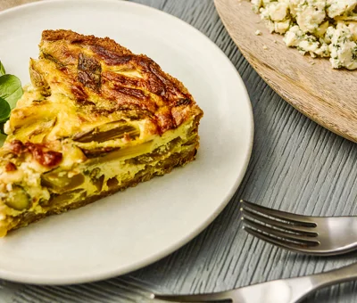 Castello Traditional Danish Blue Cheese and asparagus tart on spelt crust