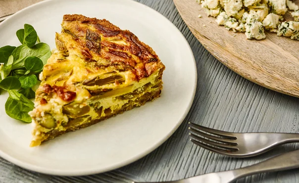Castello Traditional Danish Blue Cheese and asparagus tart on spelt crust