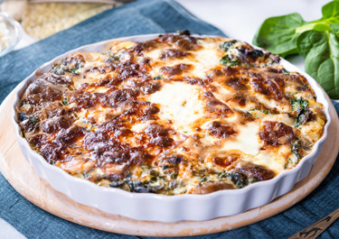 Τάρτα πατάτας με σπανάκι και μοτσαρέλα