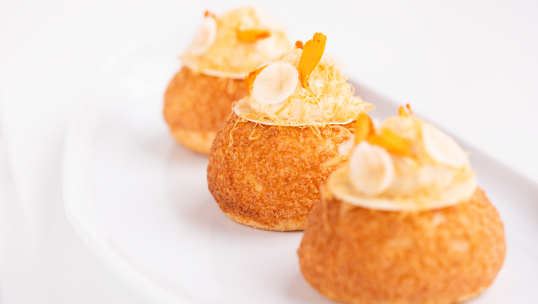 Autumn Choux au Craquelin with Marinated Pear