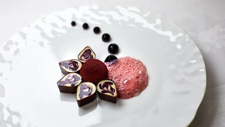 Parfait met vanille en bosbes