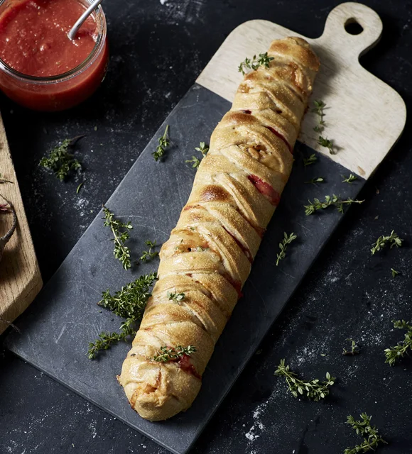 Plaited Pizza Loaf with Blue Cheese and Beets