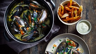 Moules frites eli simpukoita ja ranskalaisia