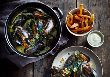 Moules frites eli simpukoita ja ranskalaisia