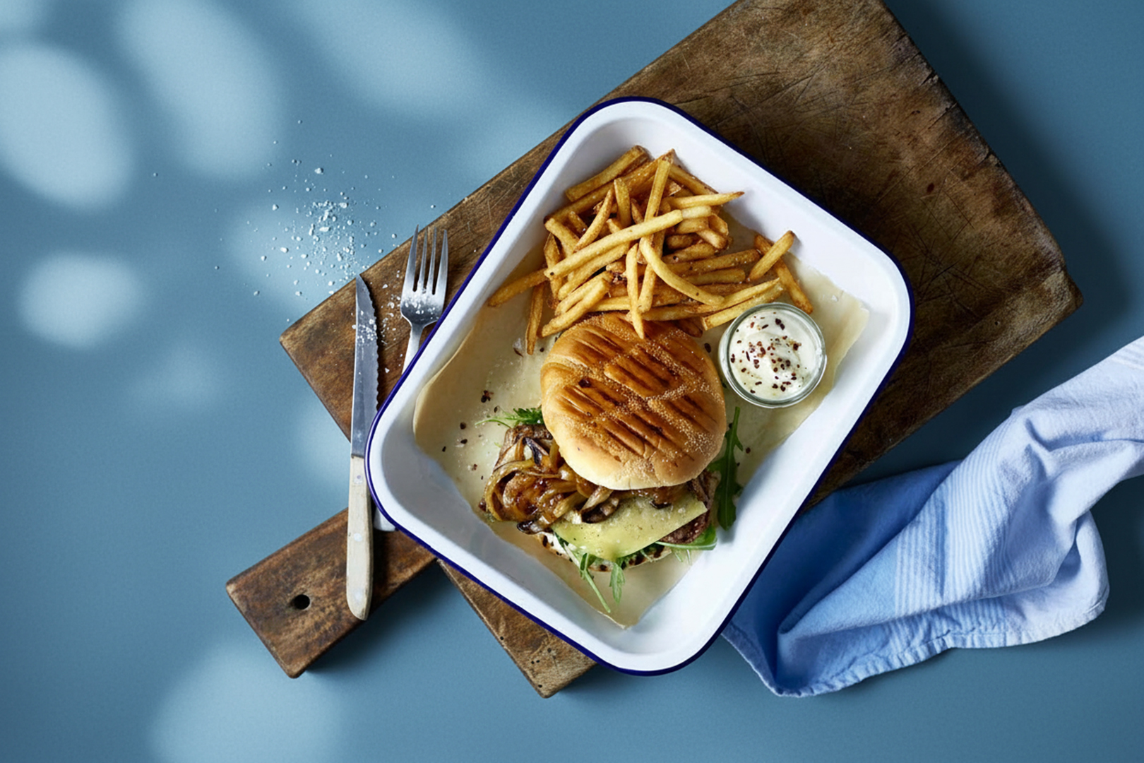 Steak burger with mushrooms
