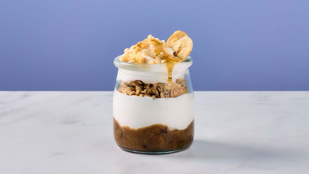 Lactose free banoffee yogurt parfait