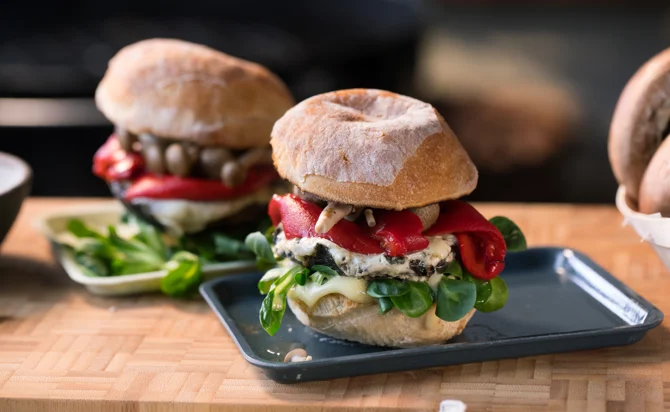 Mushroom Burger with blue cheese