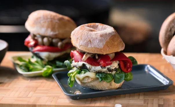 Mushroom Burger with blue cheese