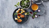 Vegetarfrikadeller med paneer og rød pestosauce