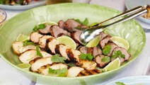 Grillad fläskfilé och kyckling med lime
