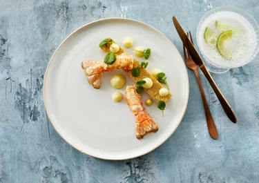 Polenta med jomfruhummerhaler og aioli