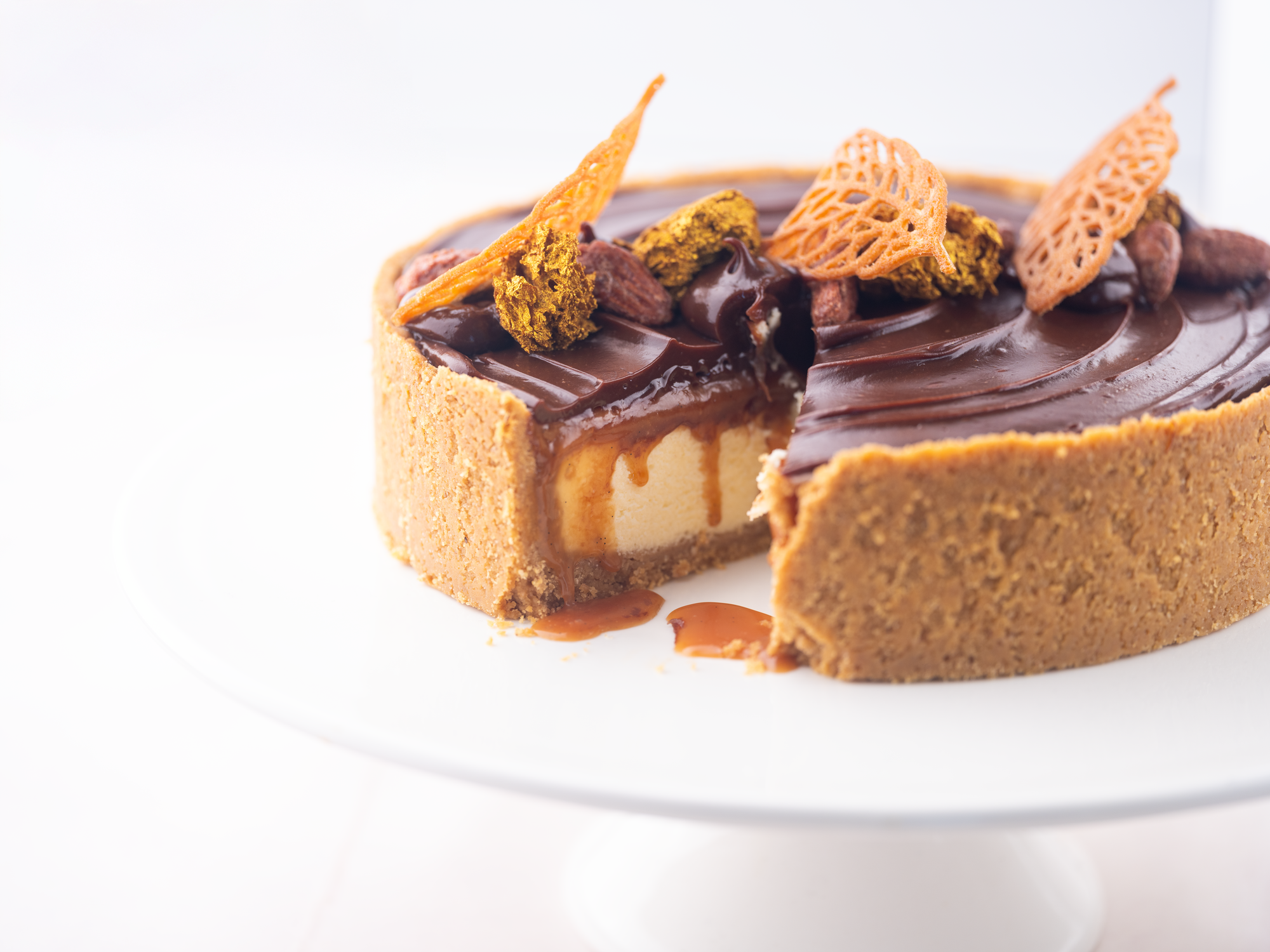 Käsekuchen mit Schoko-Karamell Topping