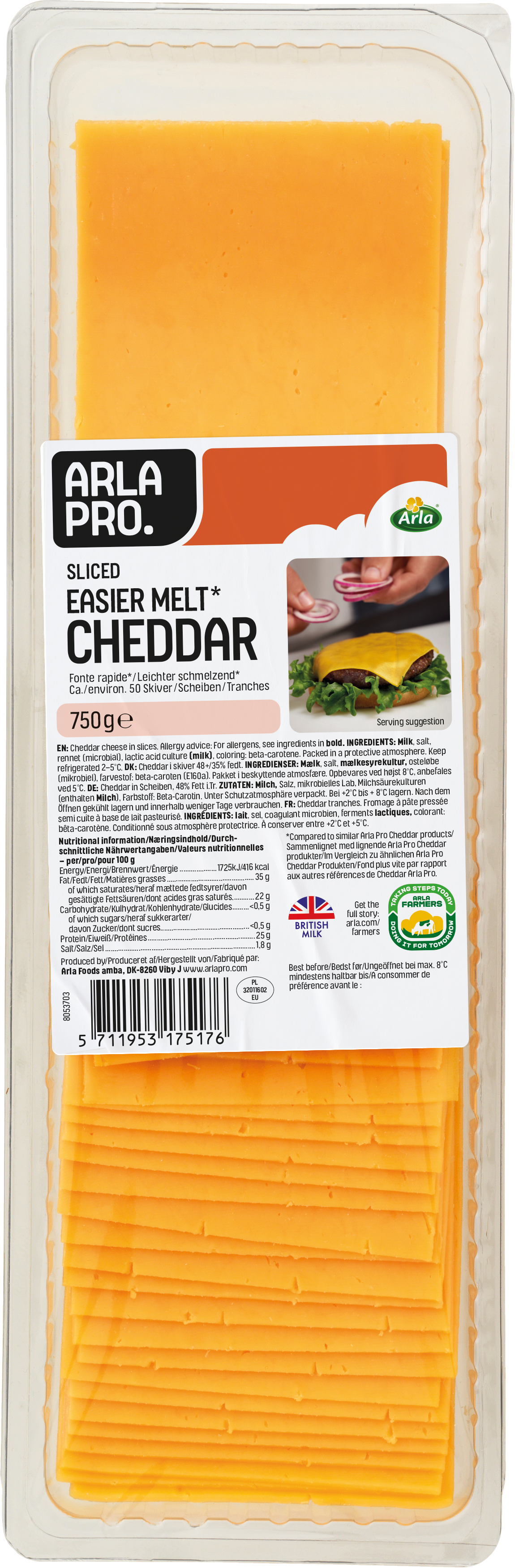 Cheddar Tranches à Fonte Rapide 750G
