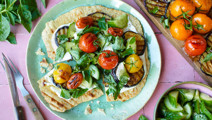 Fladbrød med grillet grønt