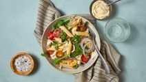 Kycklingpasta med krämig harissa