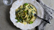 Pasta med spenat och vitlök