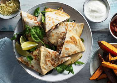 Quesadillas med bönröra och ost