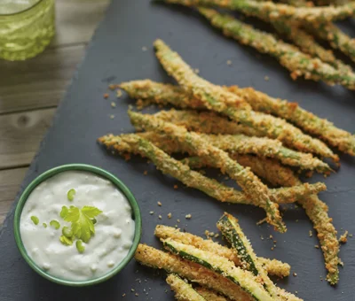 Vegetable 'Frites' with Blue Cheese Yogurt Dip