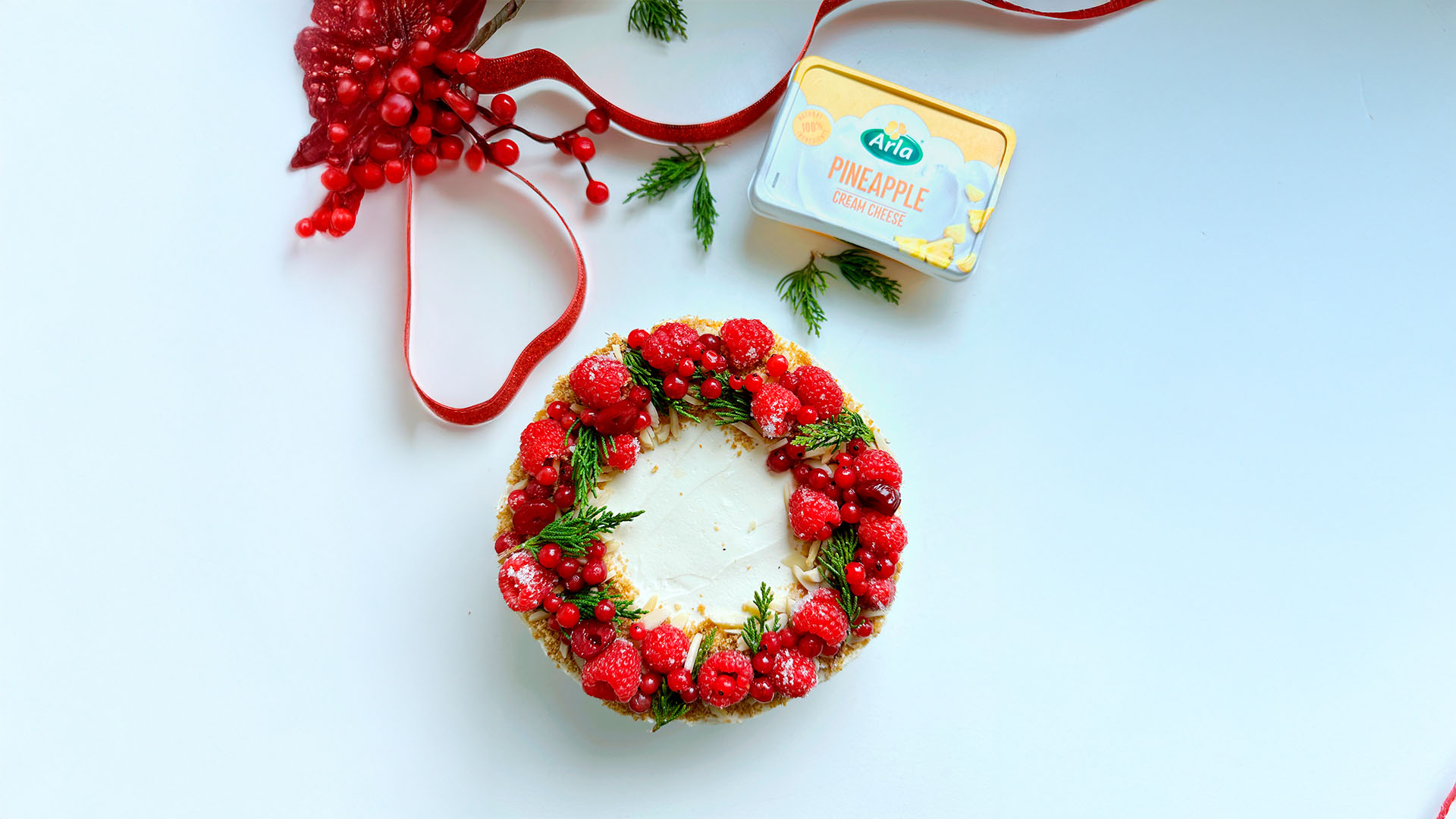 Christmas Cheesecake con Arla Queso de Untar Piña