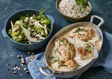 Romige kip met boerenkoolsalade