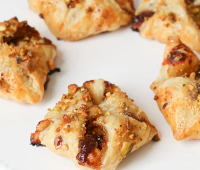 Havarti-fig butter pastries drizzled with honey