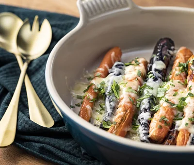 ROASTED CARROTS WITH CREAMY HAVARTI AND TARRAGON VINAIGRETTE