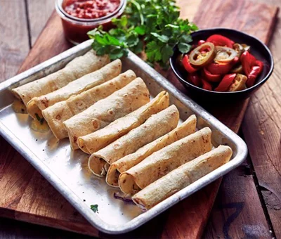 Taquitos with cheddar & salsa