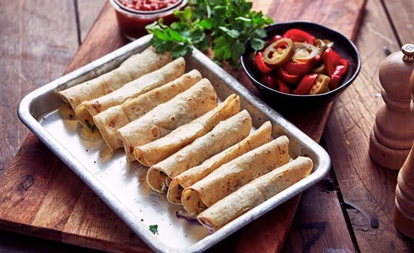 Taquitos with cheddar & salsa