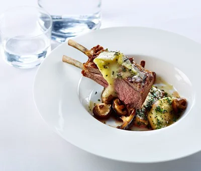 juicy lamb with poached celeriac and fresh herbs