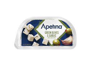 Apetina Green Olives & Garlic White Cheese Cubes in Oil 100g