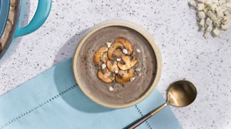 Soupe au gorgonzola et champignons