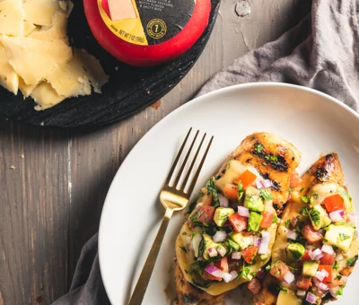 Grilled Chicken with Edam Cheese and Avocado Salsa