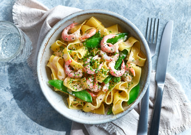 Räkpasta med hummerfond