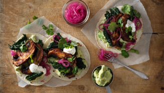 Tacos med chilistegte svampe