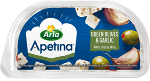 Arla Apetina® Green Olives & Garlic White Cheese Cubes In Oil 100g